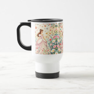 Cute princess with butterflies travel mug