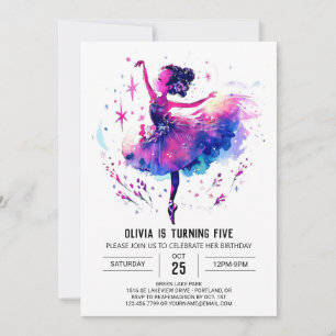 Cute Printable Ballerina Birthday Invitation