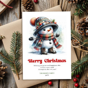 Cute printable funny snowman classic Xmas card
