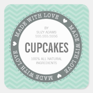 CUTE PRODUCT LABEL made with love chevron mint