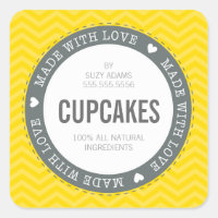 CUTE PRODUCT LABEL made with love chevron yellow