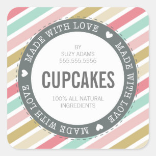 CUTE PRODUCT LABEL made with love pastel colourful