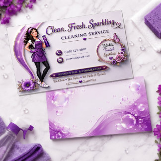 Cute Professional Cleaning Service Business Card