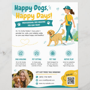 Cute Professional Dog Walking & Pet Sitting Flyer
