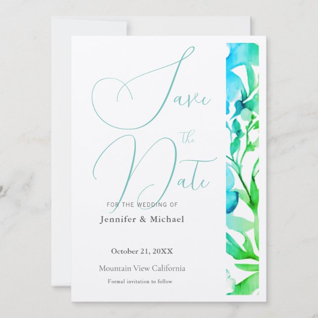 Cute Professional Minimalist Plain Modern Floral Save The Date (Front)