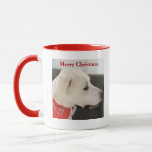 Cute Profile of White Dog Orange Red Christmas Mug
