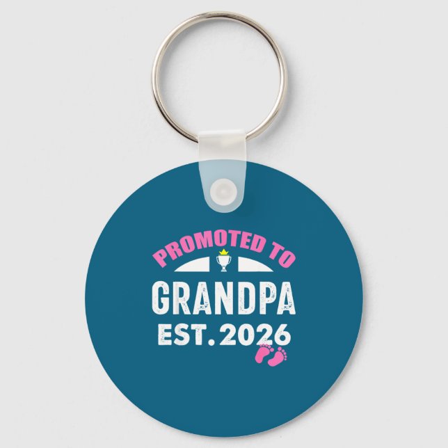 Cute Promoted Grandpa 2026 It's Design Key Ring (Front)