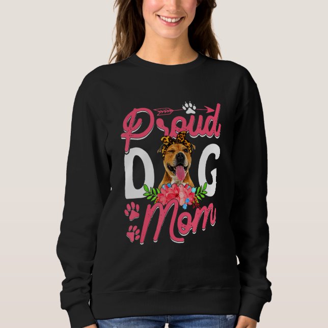 Cute Proud Pitbull Dog Mum Funny Mother's Day Sweatshirt (Front)