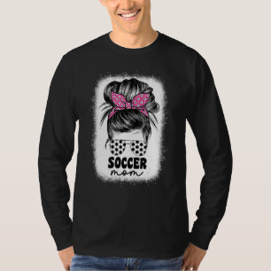 Cute Proud Soccer Mum Mama For Women Pink Messy Bu T-Shirt