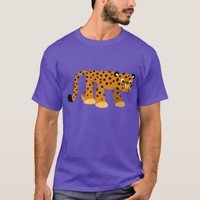 Cute Prowling Cartoon Cheetah T-Shirt (Front)