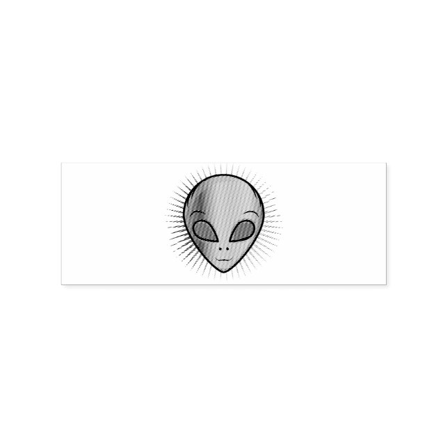 Cute Psychedelic Alien Head Thunder_Cove Rubber Stamp (Imprint)