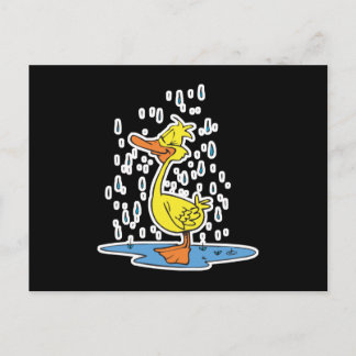 cute puddle duck in the rain postcard