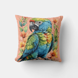 Cute puffin bird throw pillow