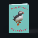 Cute Puffin Birthday Card for Grandson<br><div class="desc">A cute puffin makes a lovely image for this birthday card for Grandson.  All text can easily be customised.</div>