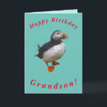 Cute Puffin Birthday Card for Grandson<br><div class="desc">A cute puffin makes a lovely image for this birthday card for Grandson.  All text can easily be customised.</div>