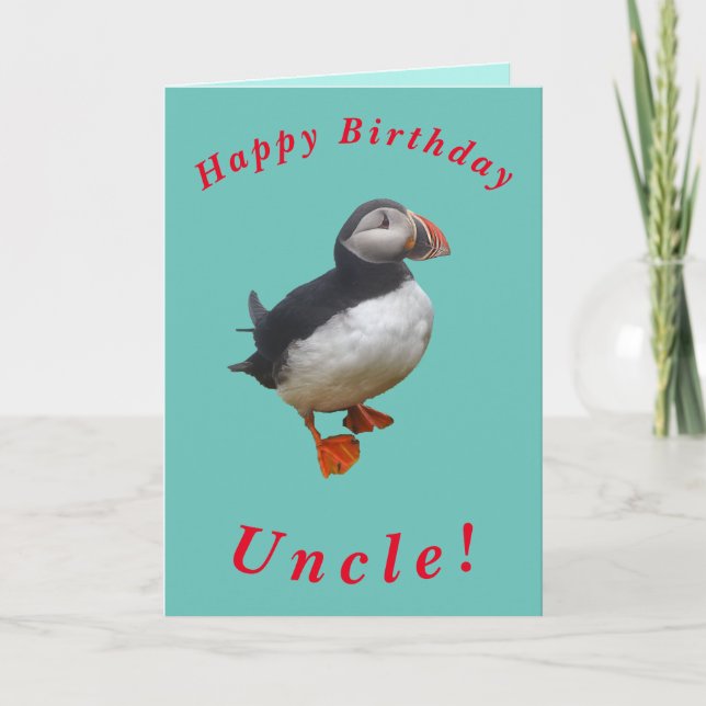 Cute Puffin Birthday Card for Uncle (Front)