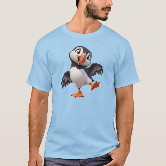 Cute Puffin – Funny Nordic Bird T-Shirt (Front)