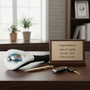 Cute puffin in blue watercolor customisable golf head cover