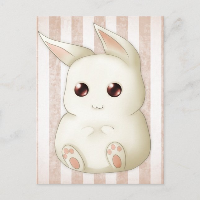 Cute Puffy Kawaii Bunny Rabbit Postcard (Front)
