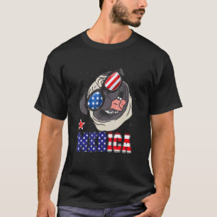 Cute Pug 4th Of July Merica Mens Womens Kids Ameri T-Shirt