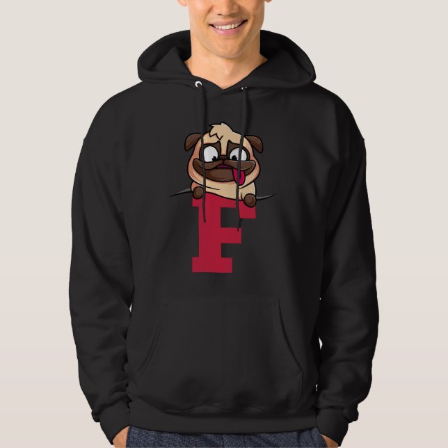 Cute Pug alphabet, letter f, dog alphabet Classic  Hoodie (Front)