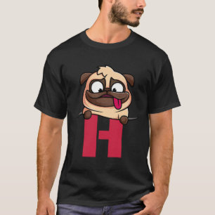 Cute Pug alphabet, letter H , dog alphabet Active T-Shirt