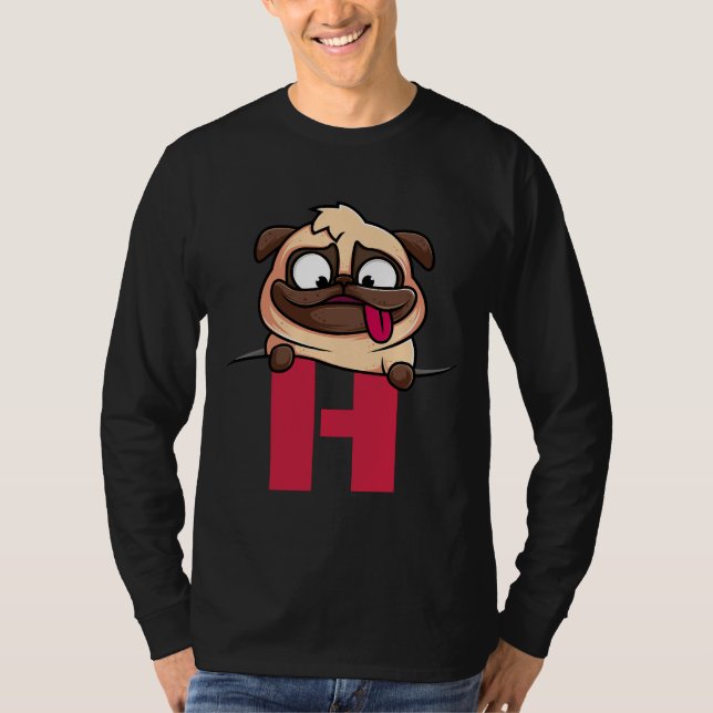 Cute Pug alphabet, letter H , dog alphabet Active  T-Shirt (Front)