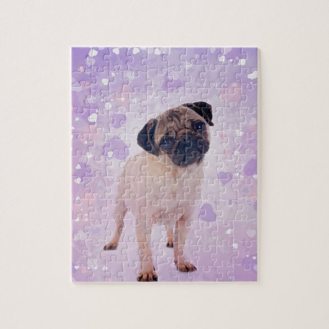 Cute Pug and heats Digital Art Jigsaw Puzzle (Vertical)