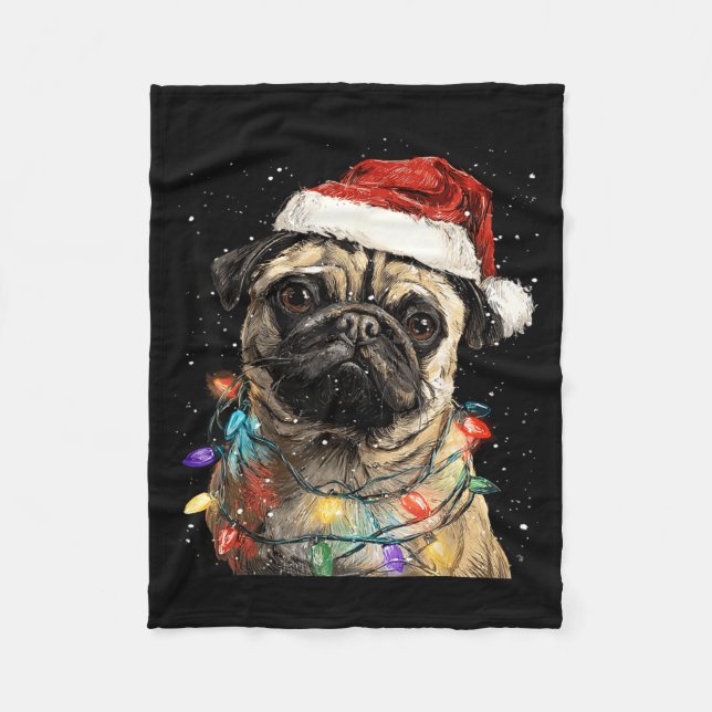 Cute Pug Christmas  Fleece Blanket (Front)