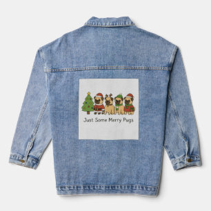 Cute Pug Christmas Gift Tee Denim Jacket