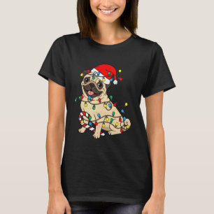 Cute Pug Christmas Lights Santa Pajama Xmas Pet Do T-Shirt