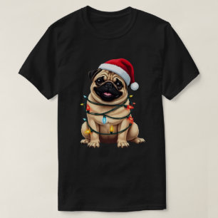 Cute Pug Christmas Santa Pet Dog Lover  T-Shirt