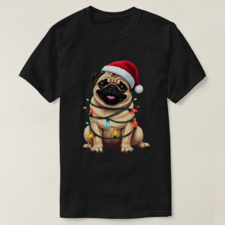 Cute Pug Christmas Santa Pet Dog Lover  T-Shirt
