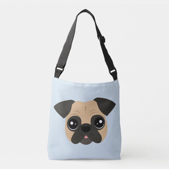 Cute Pug Cross Body Tote Bag (Front)