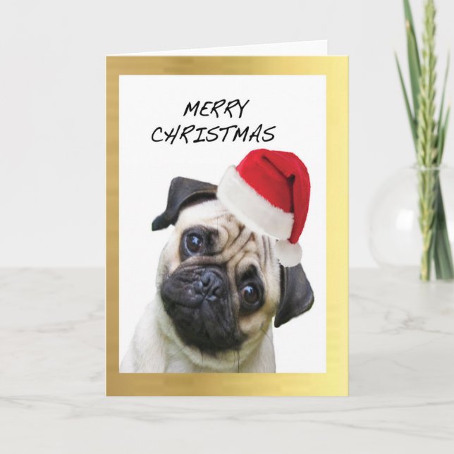 "Cute Pug" design Christmas cards (Front)