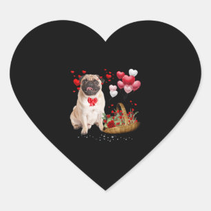 Cute Pug Dog Balloon Heart Valentine's Day Sticker
