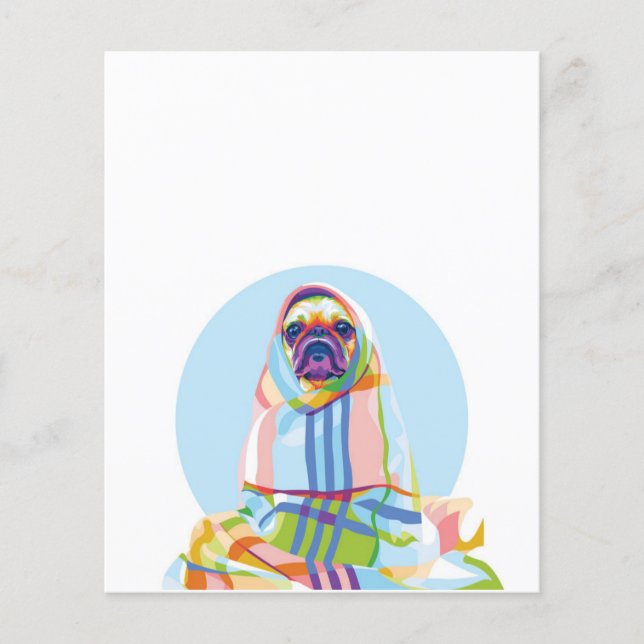 Cute Pug Dog Colourful In Blanket Flyer (Front)