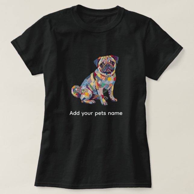 Cute Pug Dog Design T-shirt (Design Front)