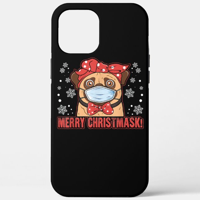 Cute Pug Dog Face Mask Merry Christmas Case-Mate iPhone Case (Back)