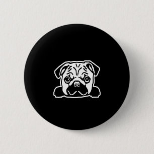 Cute Pug Dog Face Sketch Pug Lovers 6 Cm Round Badge