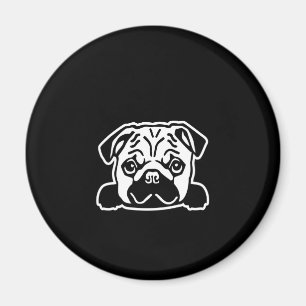 Cute Pug Dog Face Sketch Pug Lovers Magnet