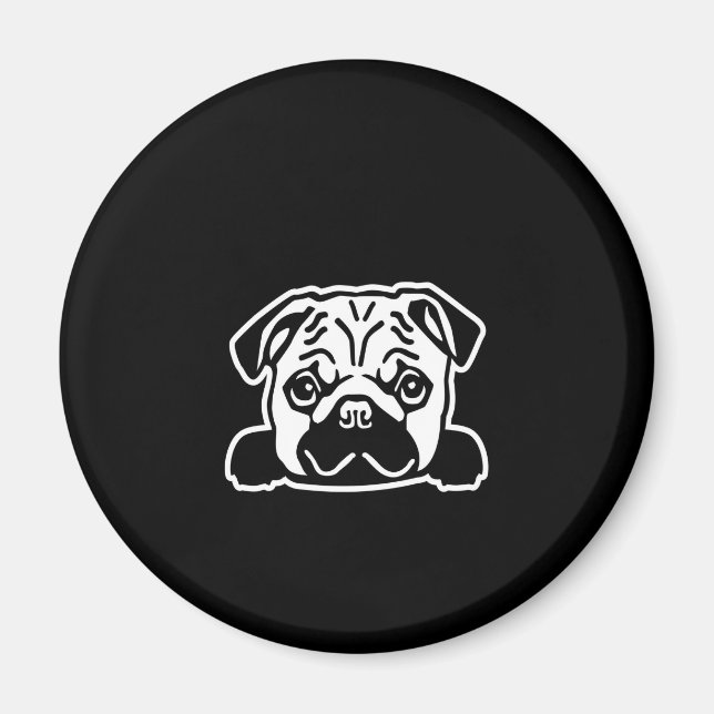 Cute Pug Dog Face Sketch | Pug Lovers Magnet (Front)