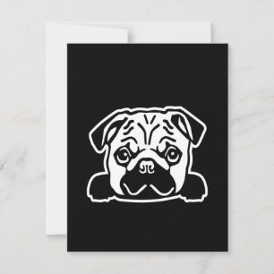 Cute Pug Dog Face Sketch Pug Lovers Thank You Card