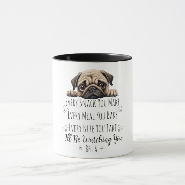 Cute Pug Dog Funny Custom Mug (Center)