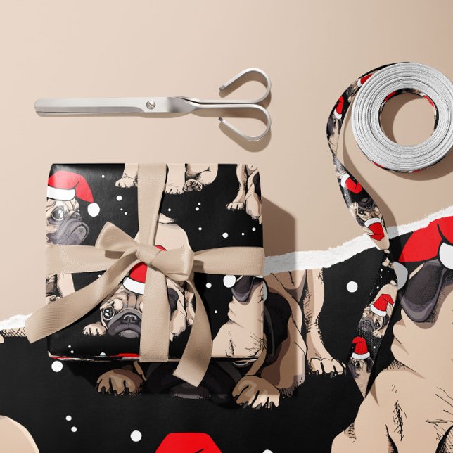 Cute Pug Dog Gift Wrap | Christmas Wrapping Paper (Cute Pug Dog Gift Wrap | Christmas Wrapping Paper)