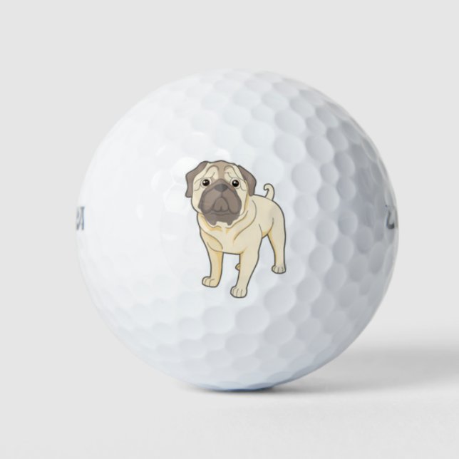 cute pug dog golf ball (Front)