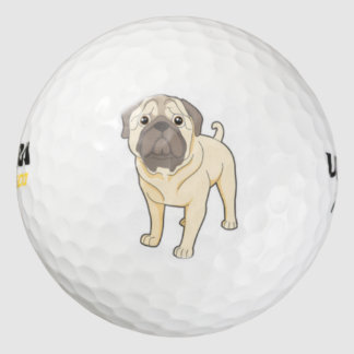 cute pug dog golf ball
