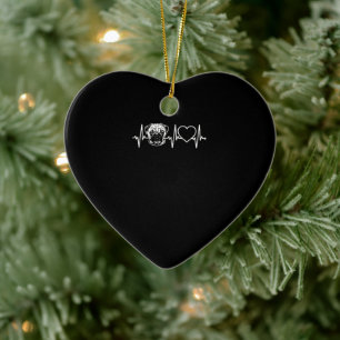 Cute Pug Dog Heartbeat   Love Pug Dog Ceramic Tree Decoration