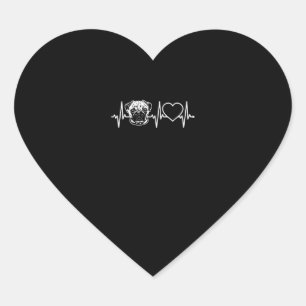 Cute Pug Dog Heartbeat Love Pug Dog Heart Sticker