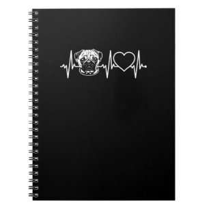 Cute Pug Dog Heartbeat Lovely Pug Dog Notebook